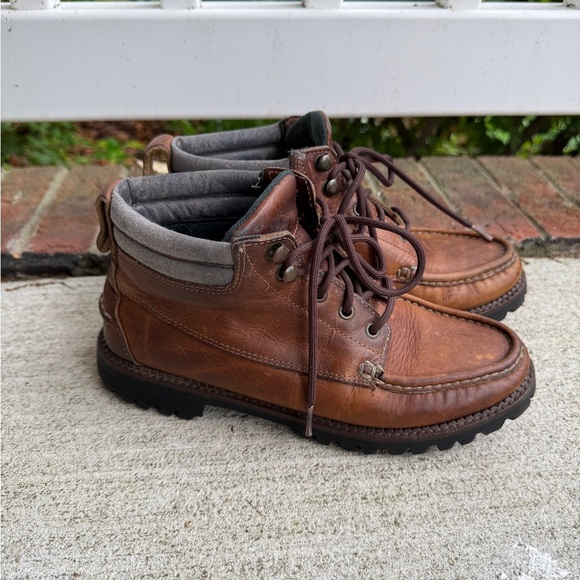 Vintage 90s Hunt Club Combat Brown Leather Lace Up boots Size 8M Women’s - Picture 1 of 9